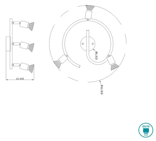 Φωτιστικό Οροφής Globo Lighting Olana 57381-3L Λευκό