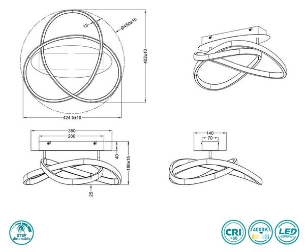 Φωτιστικό Οροφής RL Lighting Course R62051131 Λευκό Ματ (4000K)