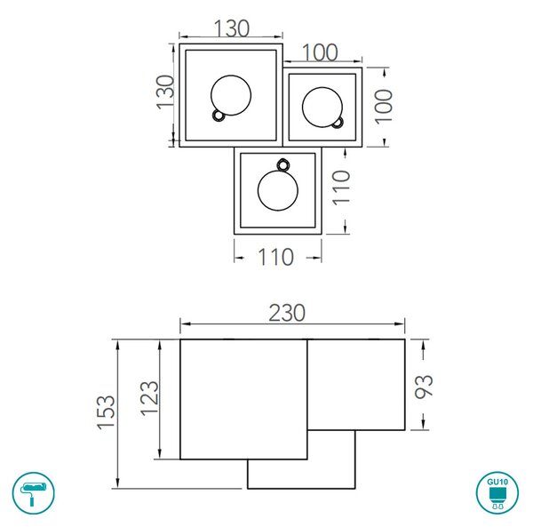 Φωτιστικό Οροφής Intec Foster-PL3 8031414867523 Γύψινο