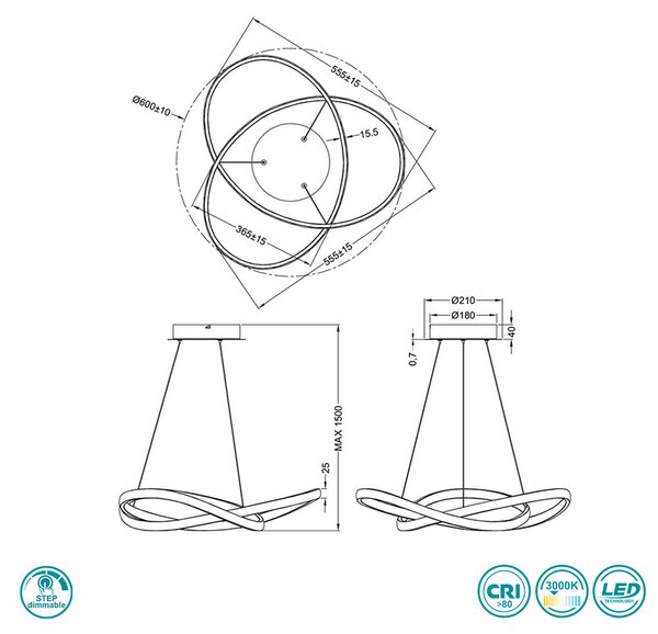 Φωτιστικό Κρεμαστό RL Lighting Course R32051132 Μαύρο Ματ (3000K)