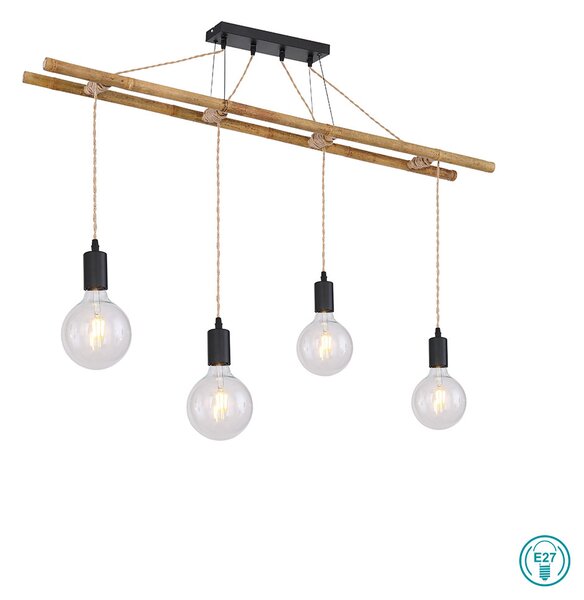 Κρεμαστό Φωτιστικό Ράγα Globo Lighting Lioni 15391-4H1 Μαύρο