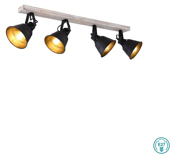 Φωτιστικό Οροφής Globo Lighting Gunther 15366S-4 Μαύρο