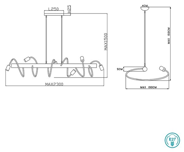 Κρεμαστό Φωτιστικό Ράγα Globo Lighting Eddy 54010-6H Χρυσό