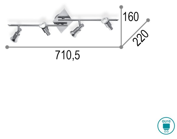 Φωτιστικό Σποτ Ideal Lux Slem 018850 Νίκελ Ματ