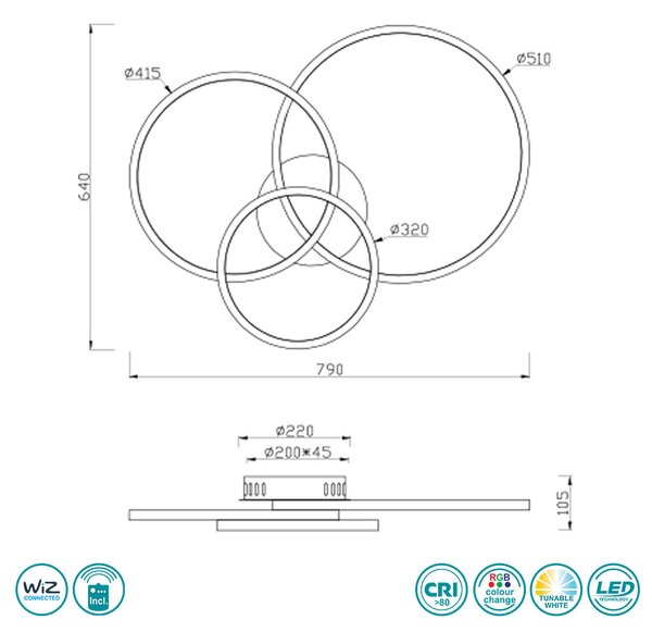 Φωτιστικό Οροφής Trio Lighting Aaron 652710307 Νικέλ Ματ Smart