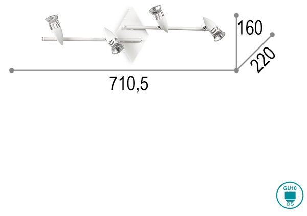 Φωτιστικό Σποτ Ideal Lux Alfa 122731 Λευκό