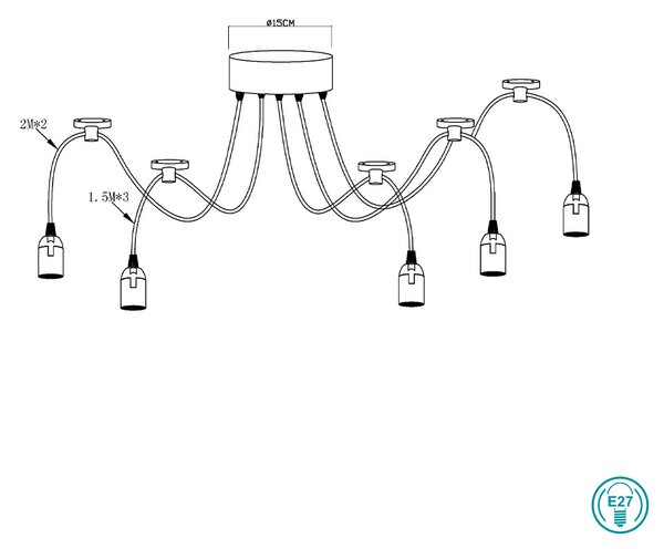 Κρεμαστό Φωτιστικό Globo Lighting Oliver A110-5 Μαύρο