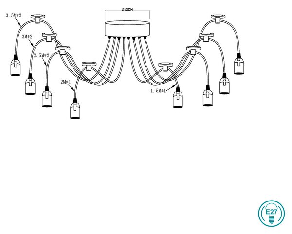 Κρεμαστό Φωτιστικό Globo Lighting Oliver A110-8 Μαύρο