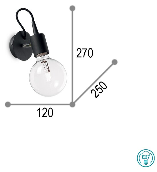 Απλίκα Ideal Lux Edison 148908 Μαύρη