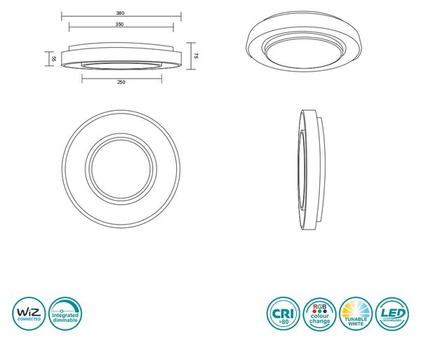 Φωτιστικό Οροφής RL Lighting Mona R65041032 Μαύρο Ματ Smart