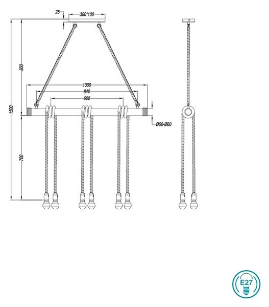 Φωτιστικό Κρεμαστό Ράγα Vintage Industrial RL Lighting Wilma R30130626