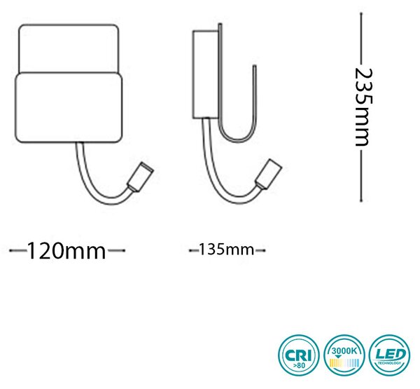 Απλίκα Ideal Lux Probe 243160 Λευκή