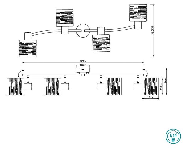 Φωτιστικό Οροφής Globo Lighting Tunno 15342-4 Μαύρο