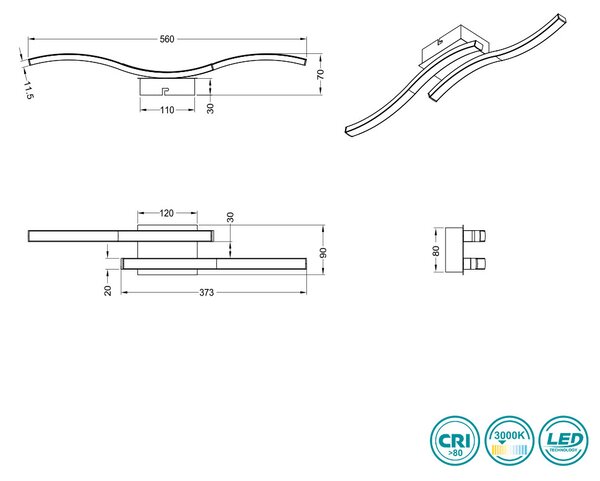 Φωτιστικό Οροφής RL Lighting Route R62472132 Μαύρο Ματ