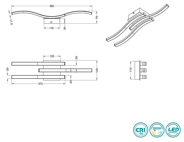 Φωτιστικό Οροφής RL Lighting Route R62473132 Μαύρο Ματ