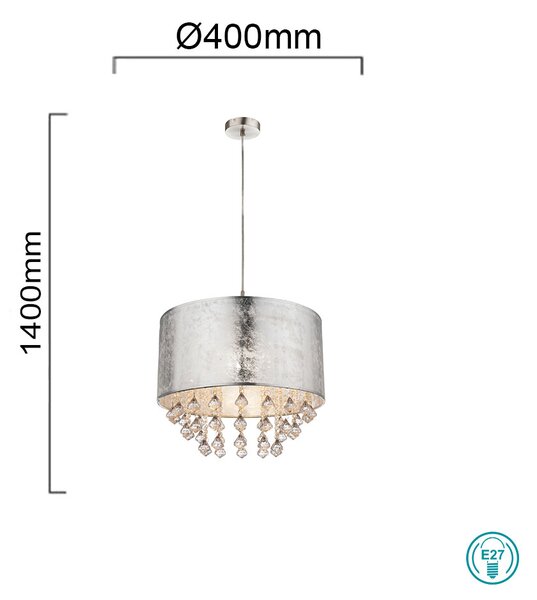 Κρεμαστό Φωτιστικό Globo Lighting Amy 15188H3 Ασημί