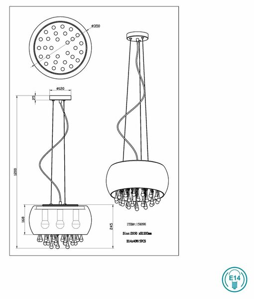 Κρεμαστό Φωτιστικό Globo Lighting Kalla 15809H Χρώμιο