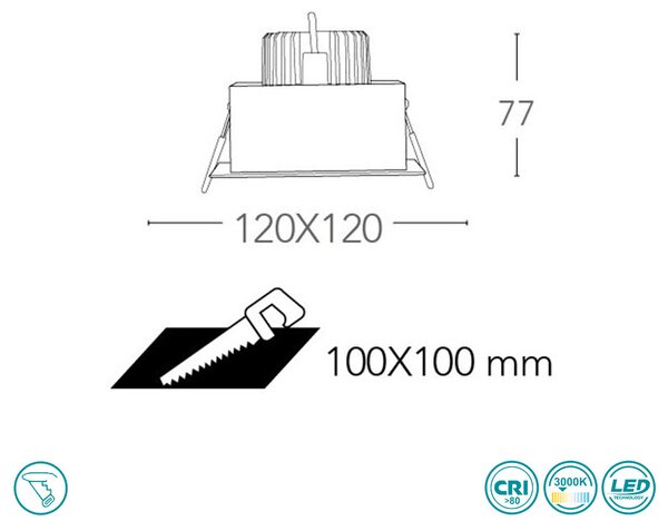 Φωτιστικό Σποτ Χωνευτό Intec Apollo-1X10C 8031440360623 Θερμό Λευκό 3000K