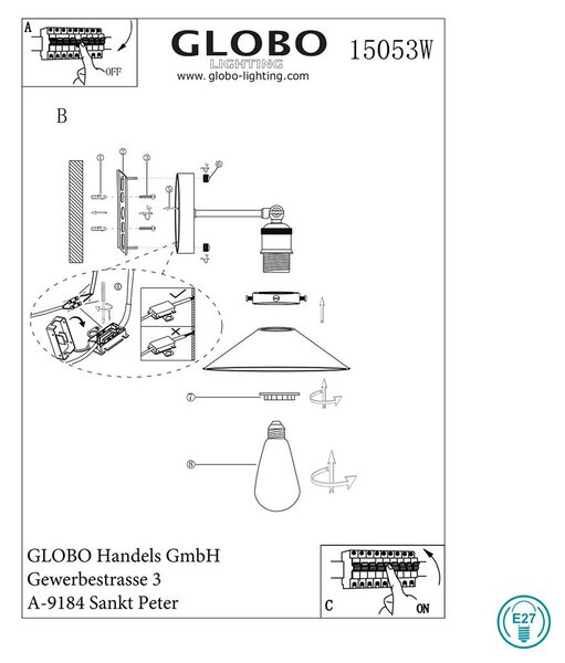 Απλίκα Globo Lighting Lenius 15053W Μαύρο