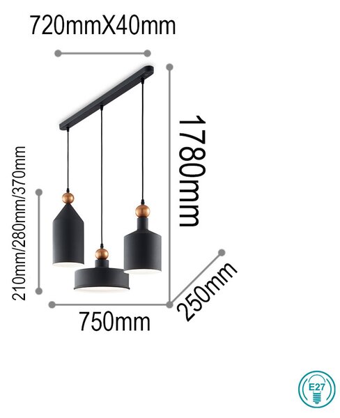 Κρεμαστό Φωτιστικό Ideal Lux Triade 194677