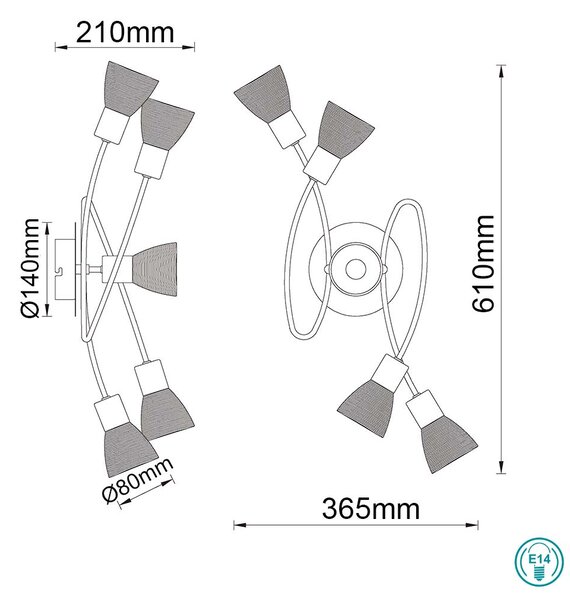 Φωτιστικό Οροφής Globo Lighting Panna 54533-5D Νίκελ Ματ