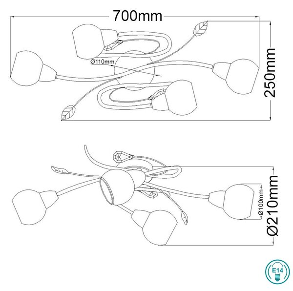 Φωτιστικό Οροφής Globo Lighting Lilly 60209-4 Χρώμιο