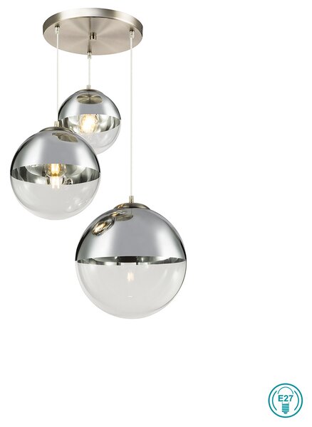 Κρεμαστό Φωτιστικό Globo Lighting Varus 15851-3 Νίκελ Ματ