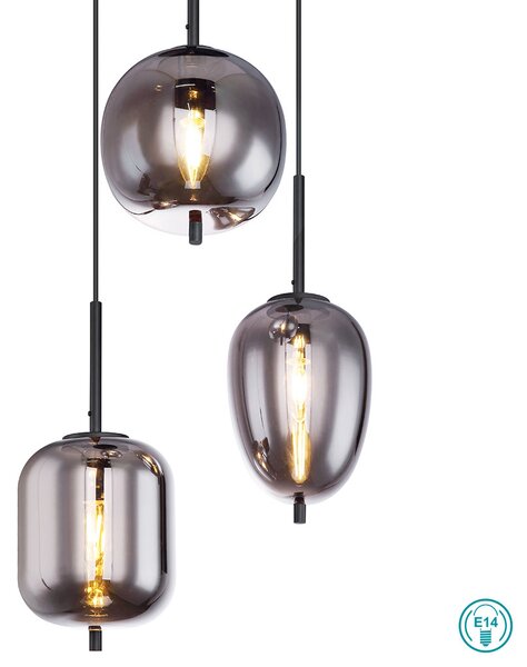 Κρεμαστό Φωτιστικό Globo Lighting Blacky 15345-3 Μαύρο