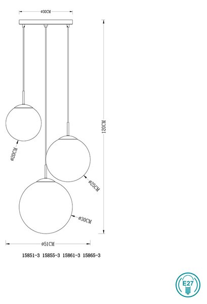 Κρεμαστό Φωτιστικό Globo Lighting Varus 15851-3 Νίκελ Ματ