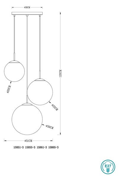 Κρεμαστό Φωτιστικό Globo Lighting Varus 15861-3 Χρώμιο