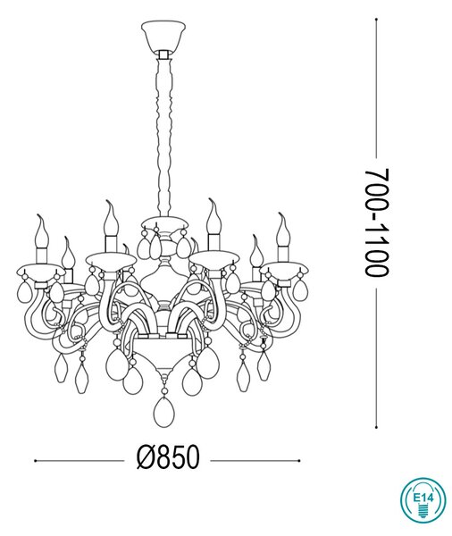 Πολυέλαιος Ideal Lux Negresco 141060 Χρώμιο