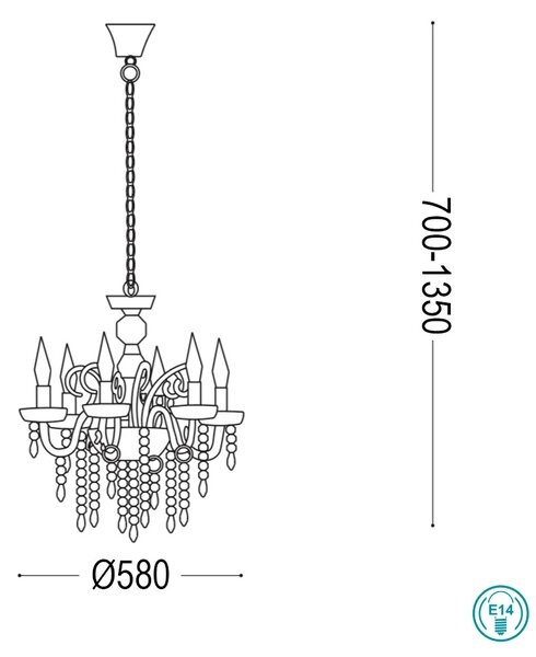 Πολυέλαιος Ideal Lux Giudecca 027418 Κόκκινος