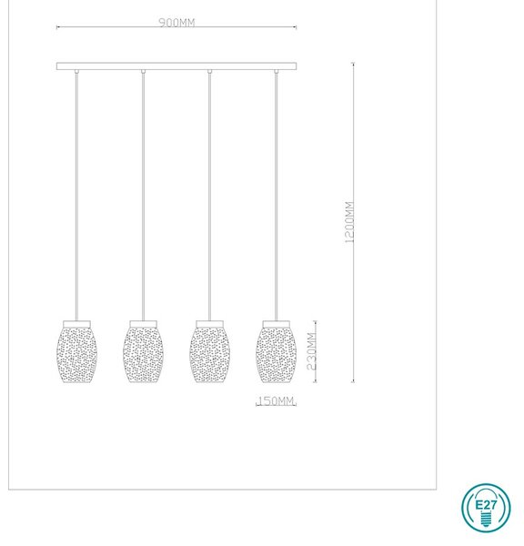 Κρεμαστό Φωτιστικό Ράγα Globo Lighting Narri 24002-4H Μαύρο