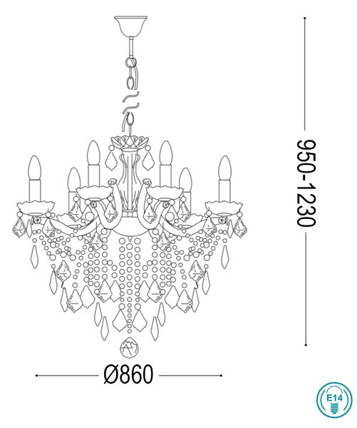 Πολυέλαιος Ideal Lux Florian 075181 Χρυσός