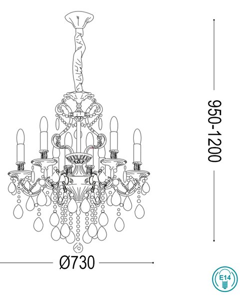 Πολυέλαιος Ideal Lux Gioconda 060514 Χρυσό