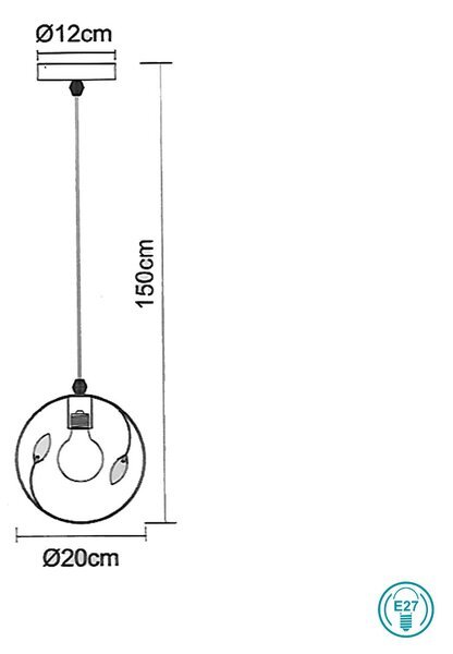 Κρεμαστό Φωτιστικό Globo Lighting Vigo 15346-1 Μαύρο