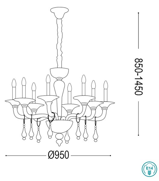 Πολυέλαιος Ideal Lux Miramare 068190 D95