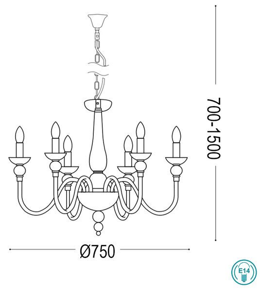 Πολυέλαιος Ideal Lux Doge 113678 Λευκός