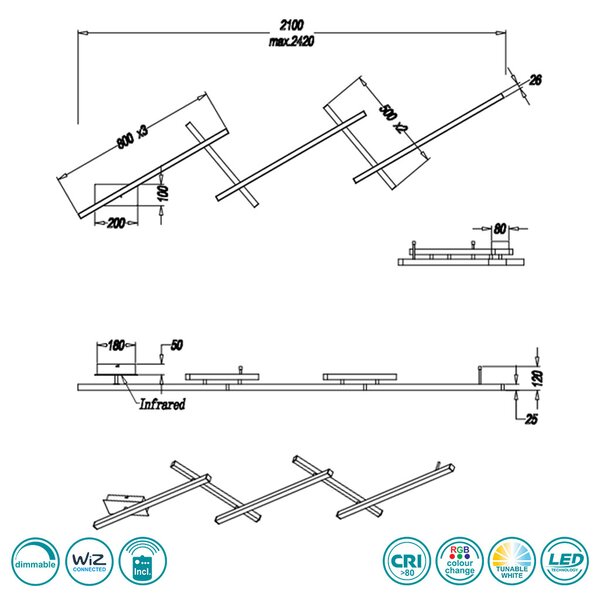 Φωτιστικό Οροφής Trio Lighting Melby 651210507 Νίκελ Ματ Smart