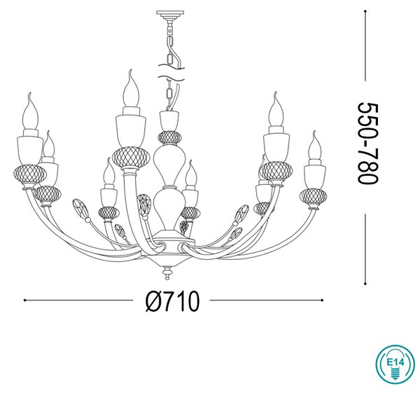 Πολυέλαιος Ideal Lux Vanity 206622 D71