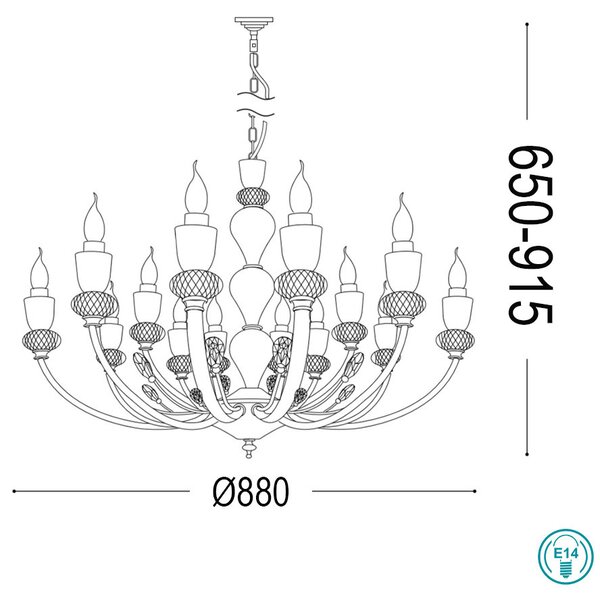 Πολυέλαιος Ideal Lux Vanity 206639 D88