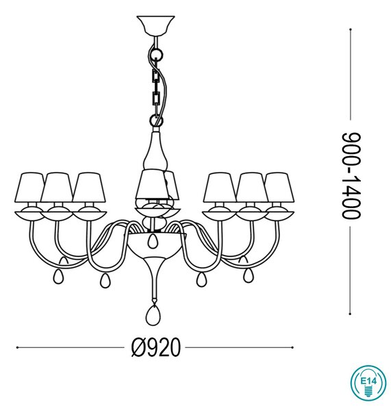 Πολυέλαιος Ideal Lux Blanche 035574 Λευκός