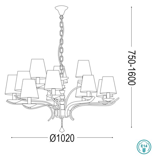 Πολυέλαιος Ideal Lux Pegaso 066431 Χρώμιο