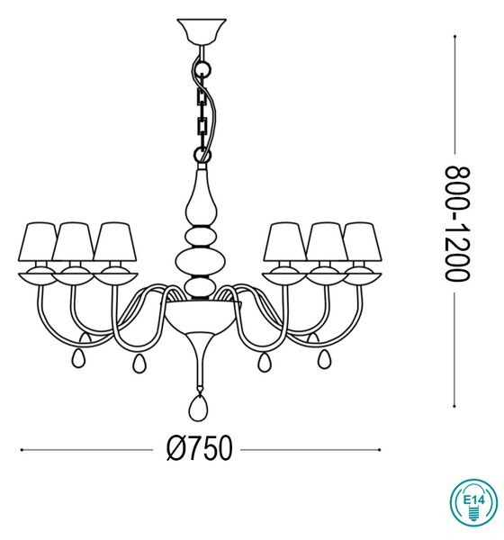 Πολυέλαιος Ideal Lux Blanche 035581 Λευκός