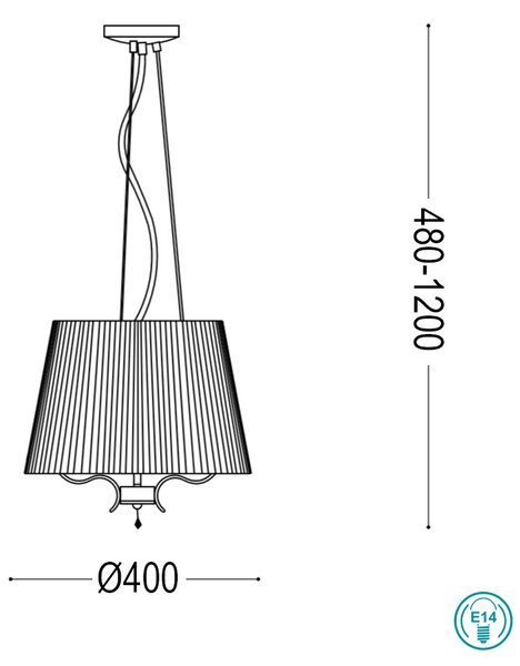 Κρεμαστό Φωτιστικό Ideal Lux Pegaso 197715 Χρυσό Ματ