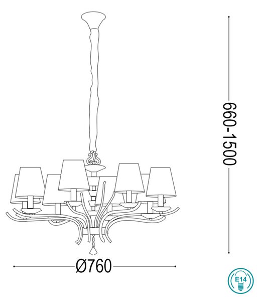 Πολυέλαιος Ideal Lux Pegaso 059242 Χρώμιο