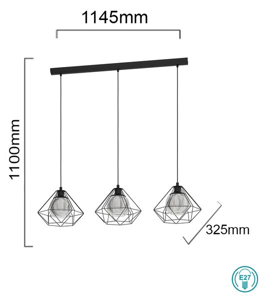 Φωτιστικό Κρεμαστό Ράγα Vintage Industrial Eglo Vernham 43483 Μαύρο