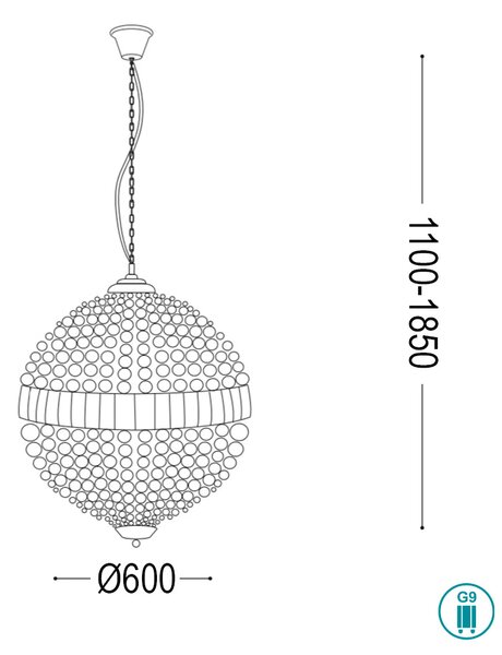 Φωτιστικό Κρεμαστό Ideal Lux Luxor 116235 D60