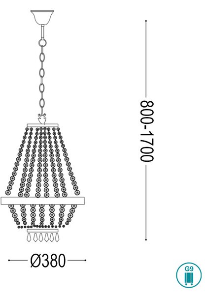 Πολυέλαιος Ideal Lux Caesar 033532 Χρώμιο