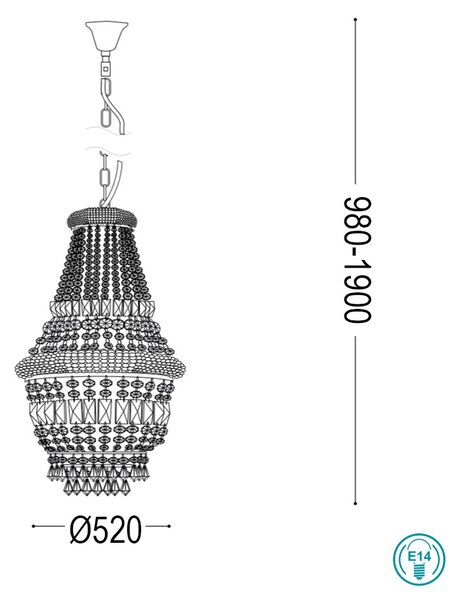 Πολυέλαιος Ideal Lux Dubai 207216 Χρυσό Ματ